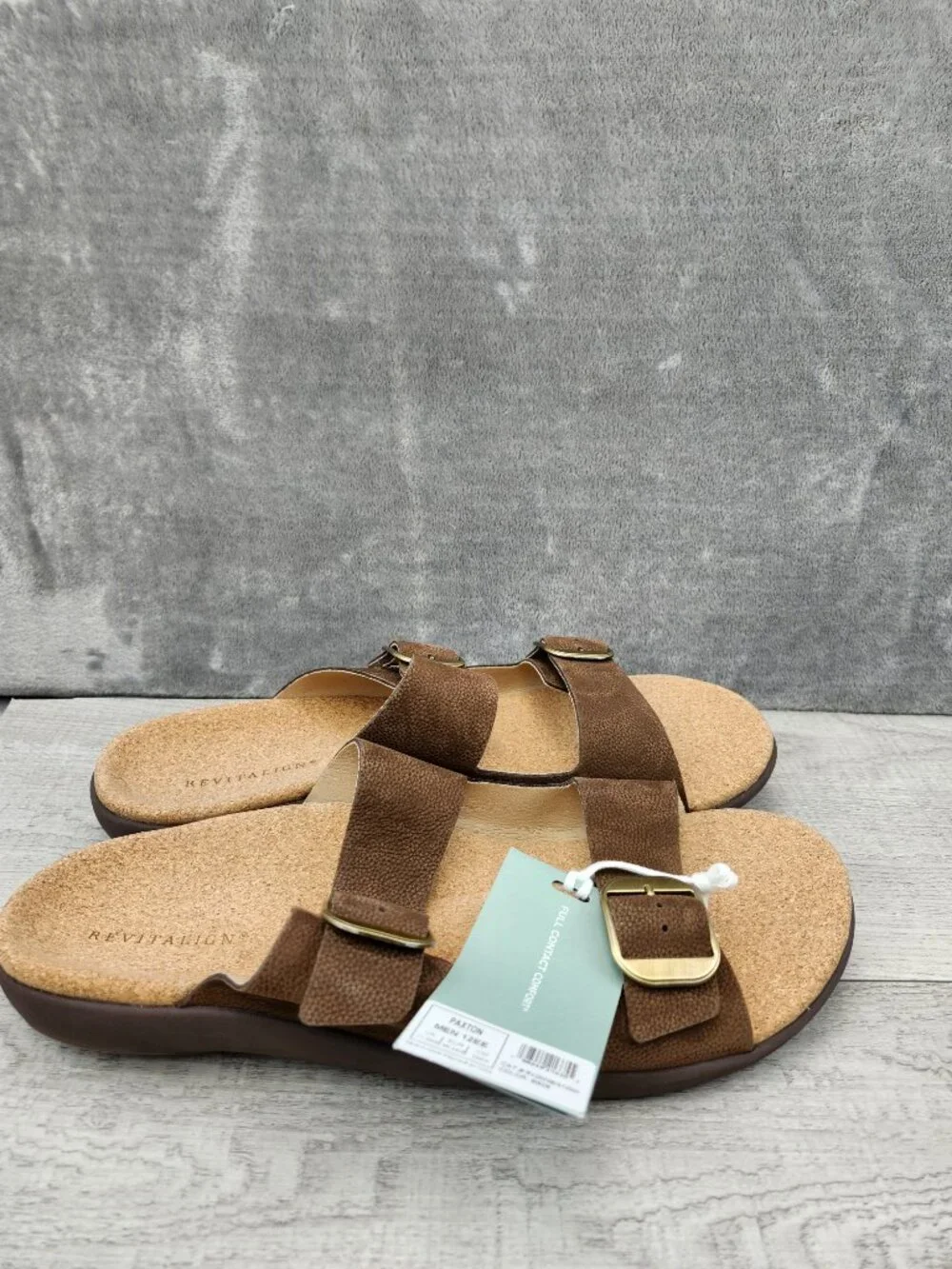 Revitalign Paxton Men 12EE (EU46.5EE) Orthotic Leather Slide Sandal Paxton Slide